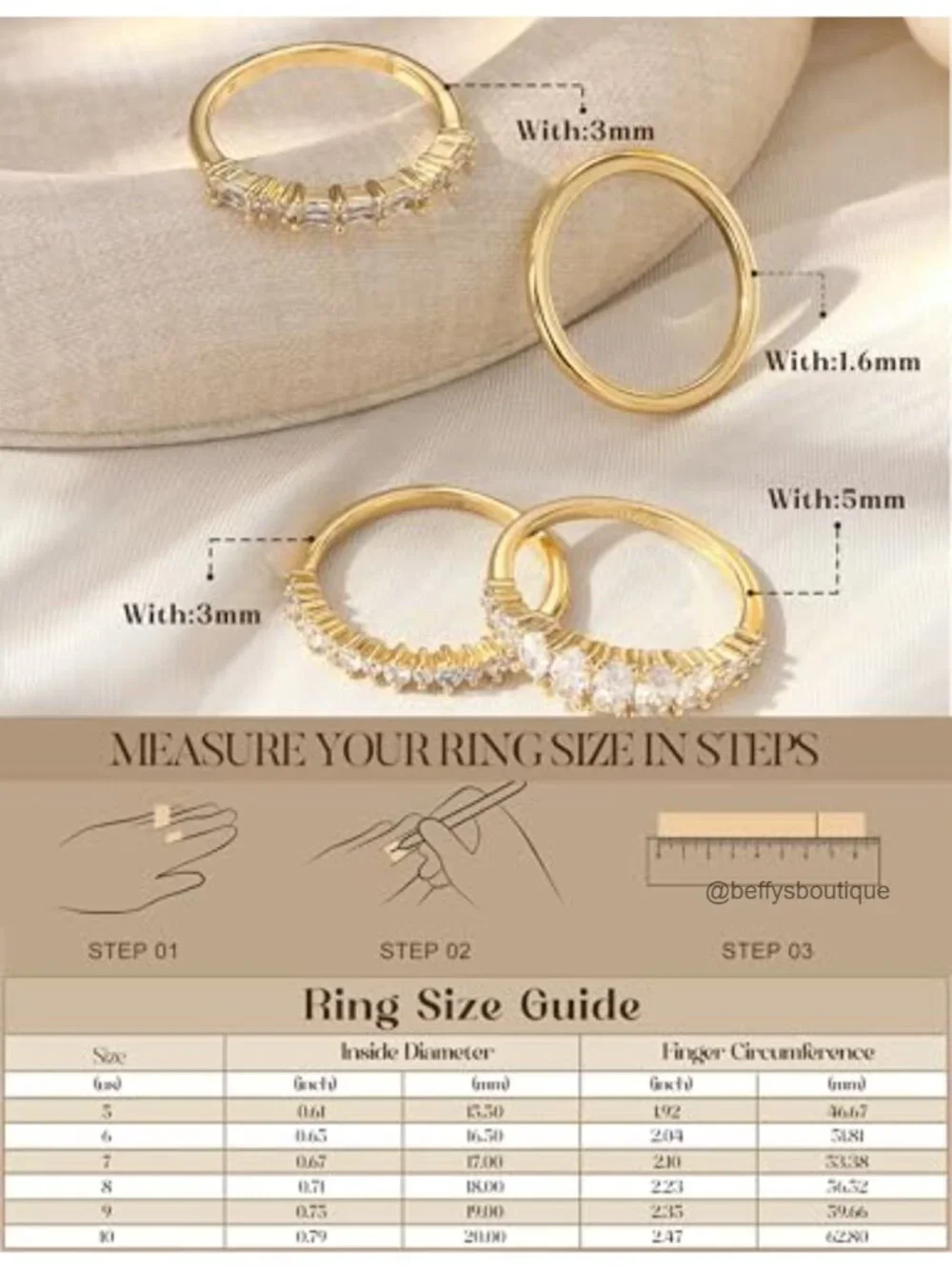 14K Gold Plated Stackable Rings for Women Non Tarnish Cubic Zirconia Ring Set
